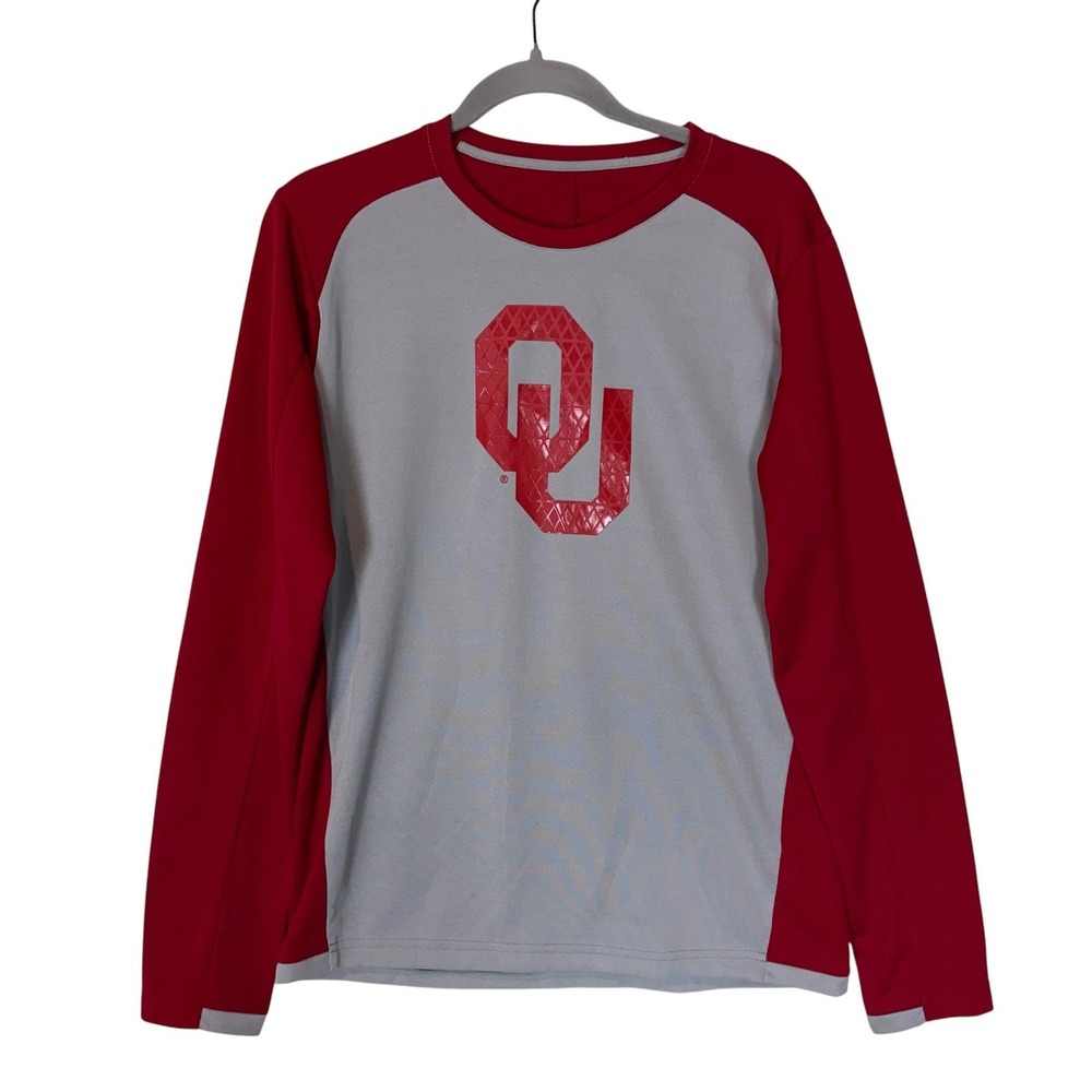 Oklahoma Sooners Shirt Boys 18 Gray NCAA Football GEN2 Long Sleeve Tee Top